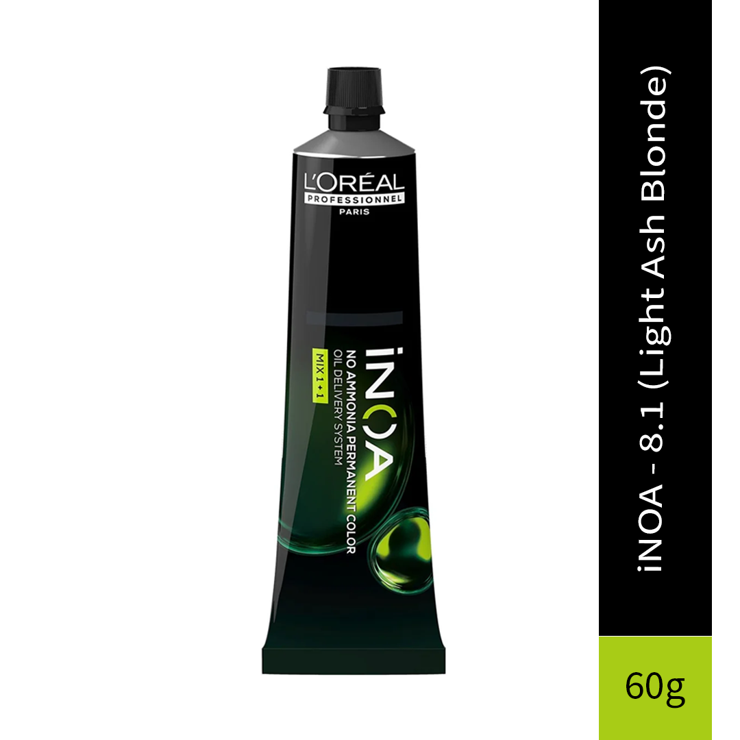 L'Oreal Professionnel Paris iNOA - 8.1 (Light Ash Blonde) - Ammonia Free Permanent Colour - Mix 1:1 - (60g)