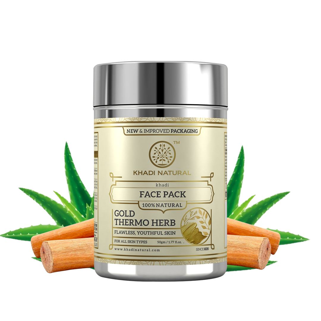 Khadi Natural Gold Thermo Herb Face Pack - 50gm - Image 6 - Buy from Indicrest