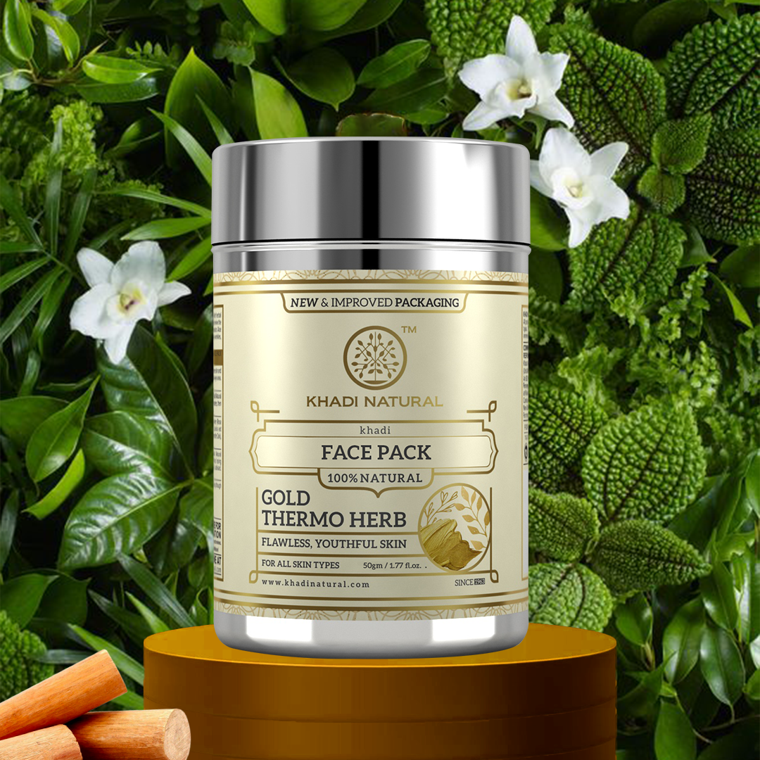 Khadi Natural Gold Thermo Herb Face Pack - 50gm - Image 5 - Buy from Indicrest