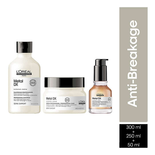 L'Oreal Professionnel Metal DX Shampoo, 300ml, Metal DX Mask, 250ml and Metal DX Oil, 50ml Buy at Indicrest