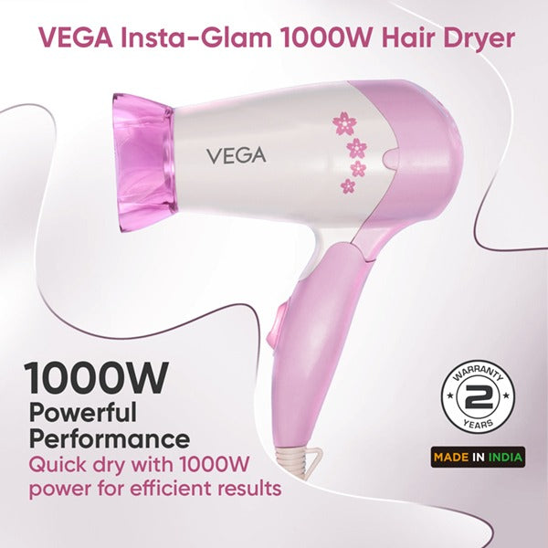 Vega Insta Glam 1000 Watts Hair Dryer - VHDH-20