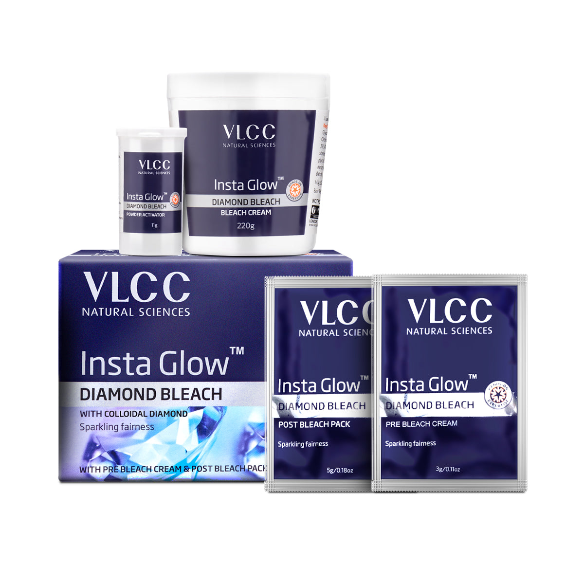VLCC Diamond Facial Kit with Free Rose Water Toner and Insta Glow Bleach - Image 10 - Buy from Indicrest