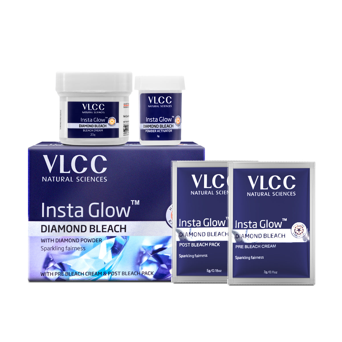 VLCC Insta Glow Diamond Bleach - 60 g - Image 2 - Buy from Indicrest