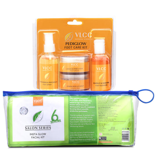 VLCC Pedi Glow Foot Care Kit and Salon Series Insta Glow Facial Kit - Buy from Indicrest