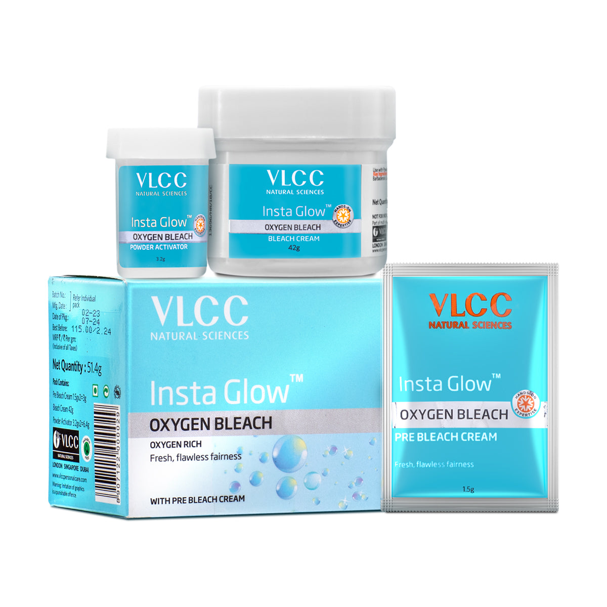 VLCC Insta  Glow Oxygen Bleach - 51 g - Image 2 - Buy from Indicrest