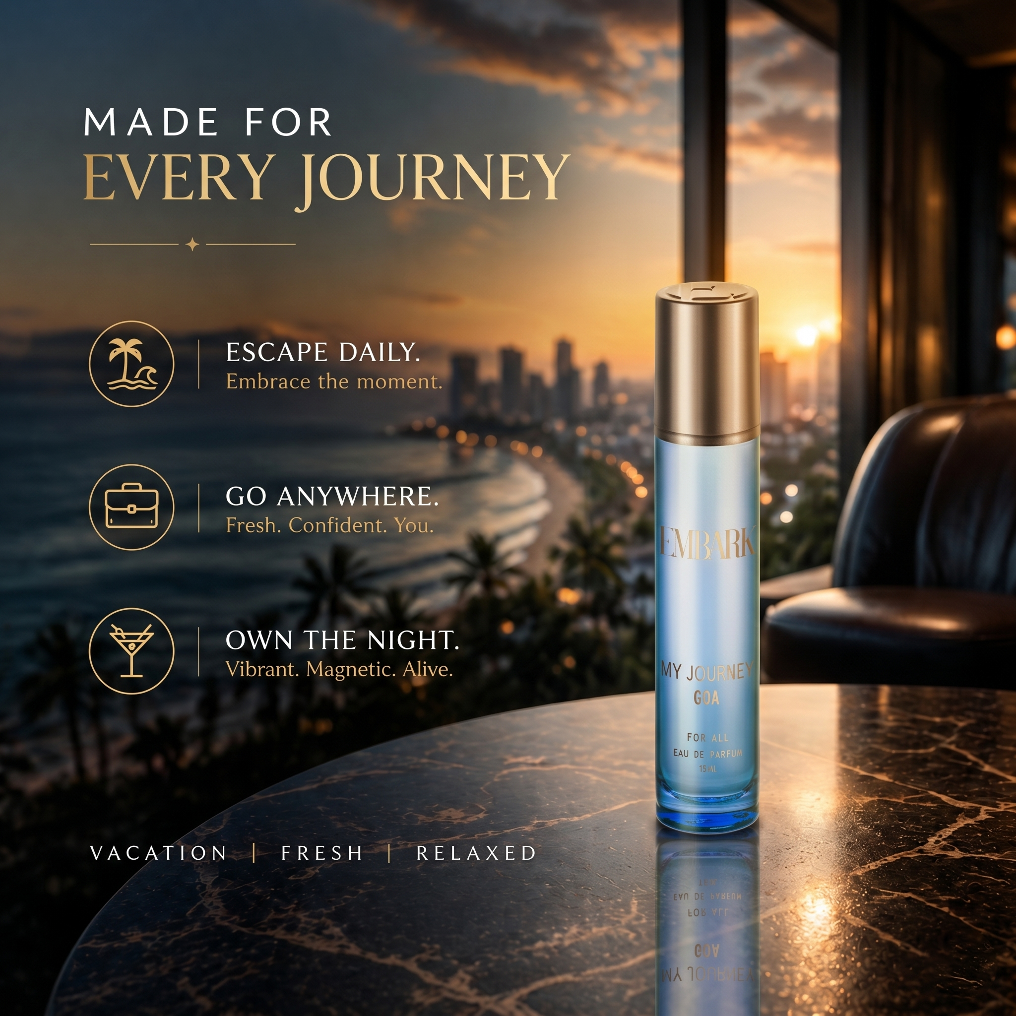 Embark Perfumes Journey Goa For All - Eau De Parfum (EDP) CITRUS - MARINE, 15 ml