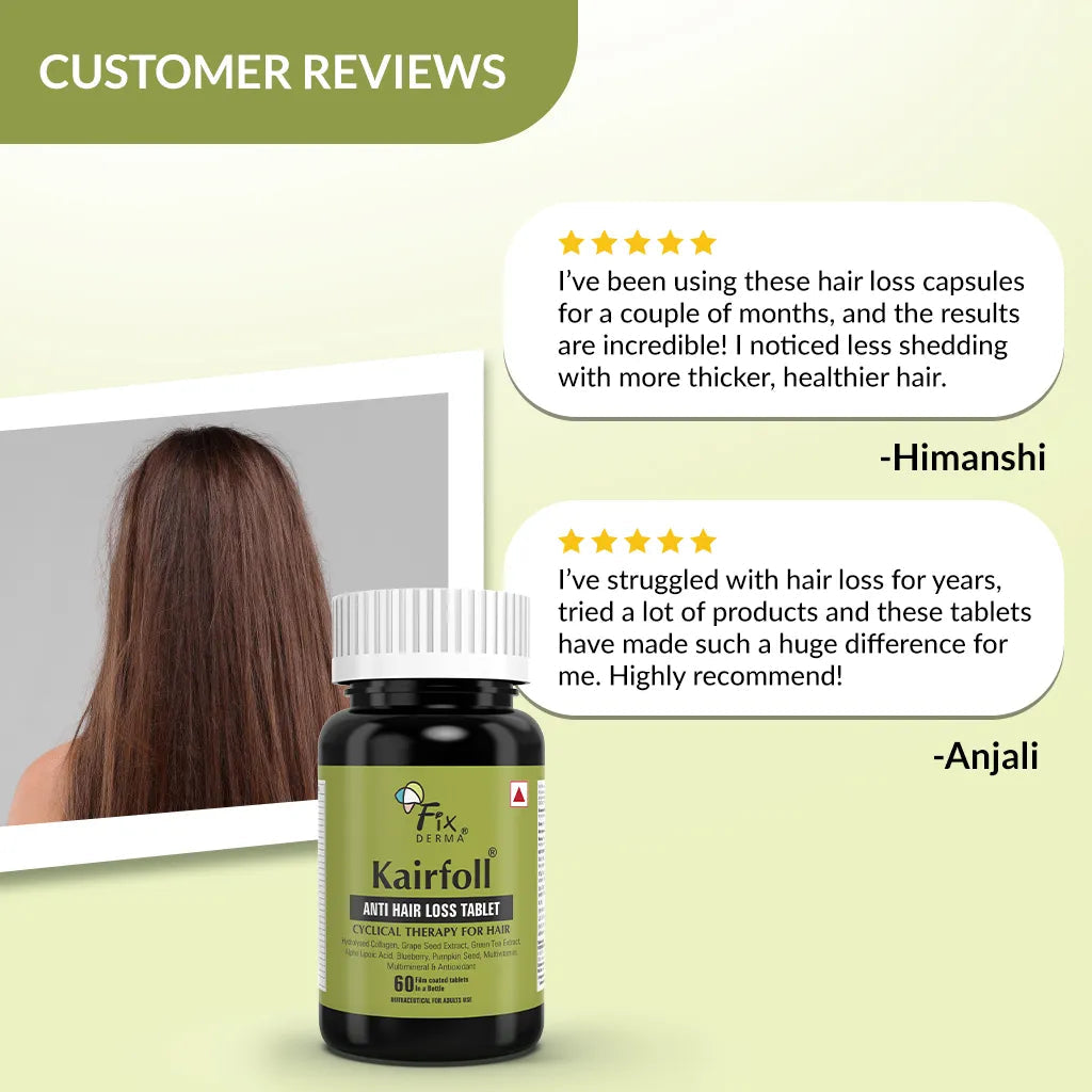 Fixderma Kairfoll Anti Hair Loss Tablet | Biotin Tablets to Stop Hair Loss & Thinning, 60 Tablets - Image 5 - Buy from Indicrest