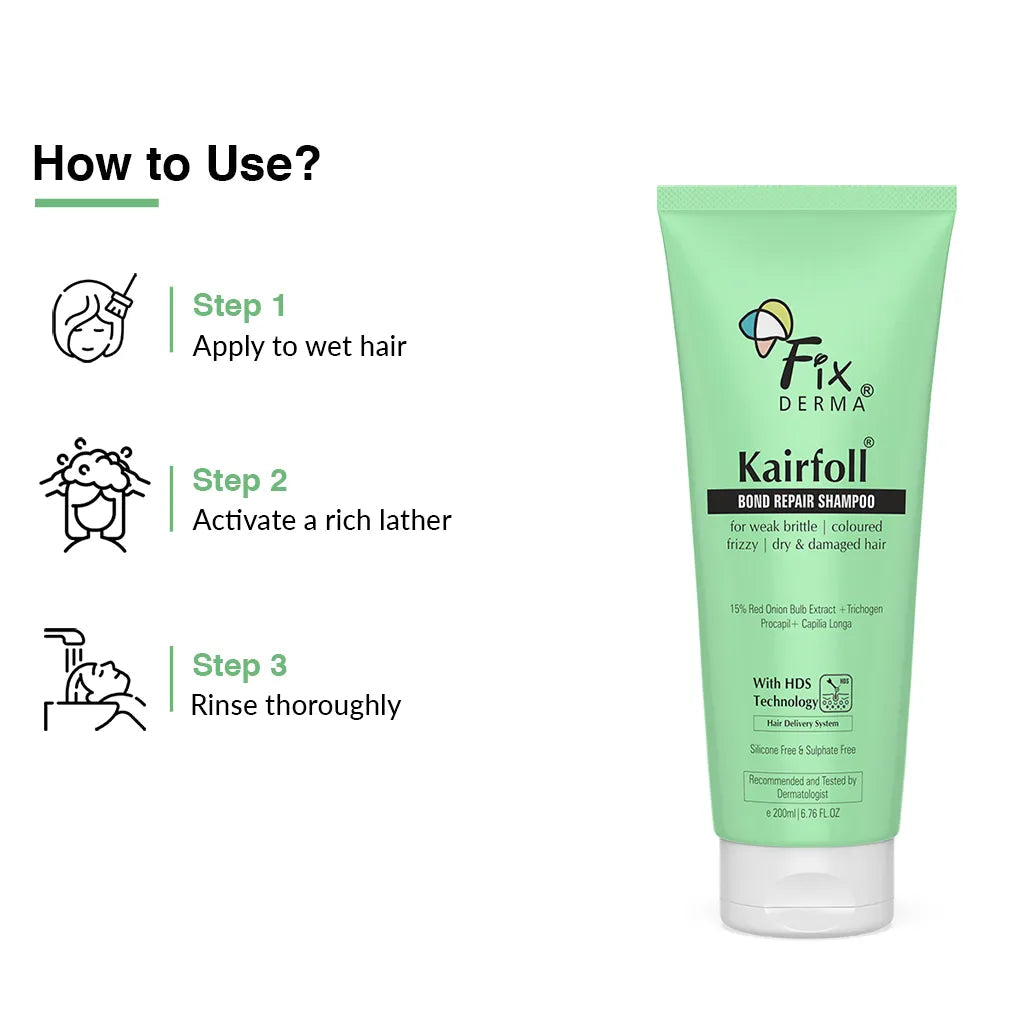 Fixderma Kairfoll Bond Repair Shampoo | Intense Restorative Shampoo for Damaged Hair, 200ml - Image 7 - Buy from Indicrest