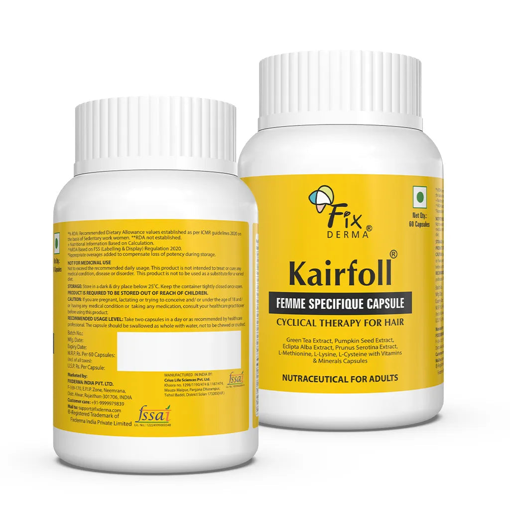 Fixderma Kairfoll Femme Specifique Capsule | Best Solution for Hair Fall due to Hormonal Changes, 60 Capsules - Image 8 - Buy from Indicrest