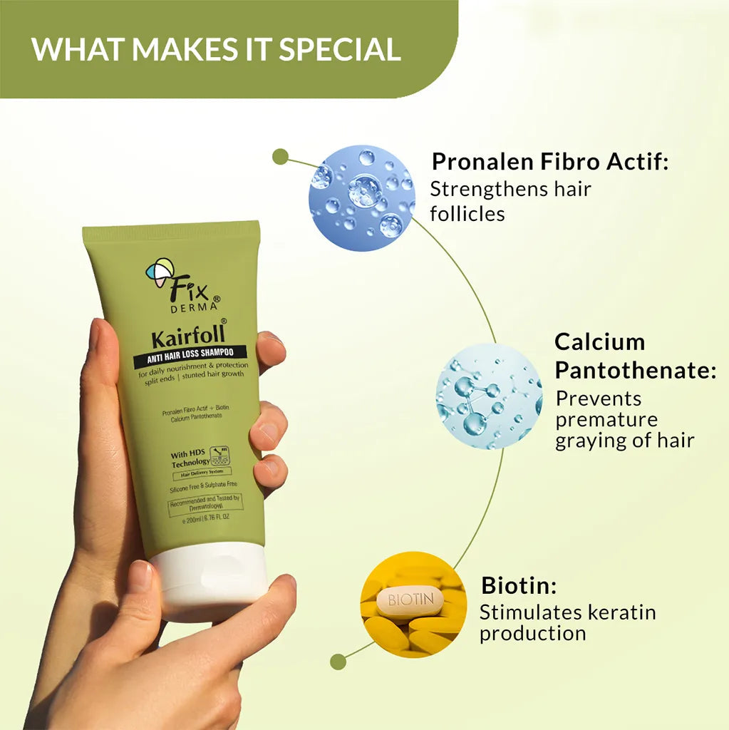 Fixderma Kairfoll Anti Hair Loss Shampoo | Vital Amino Acids to Revitalize and Promote Hair Growth, 200ml - Image 3 - Buy from Indicrest