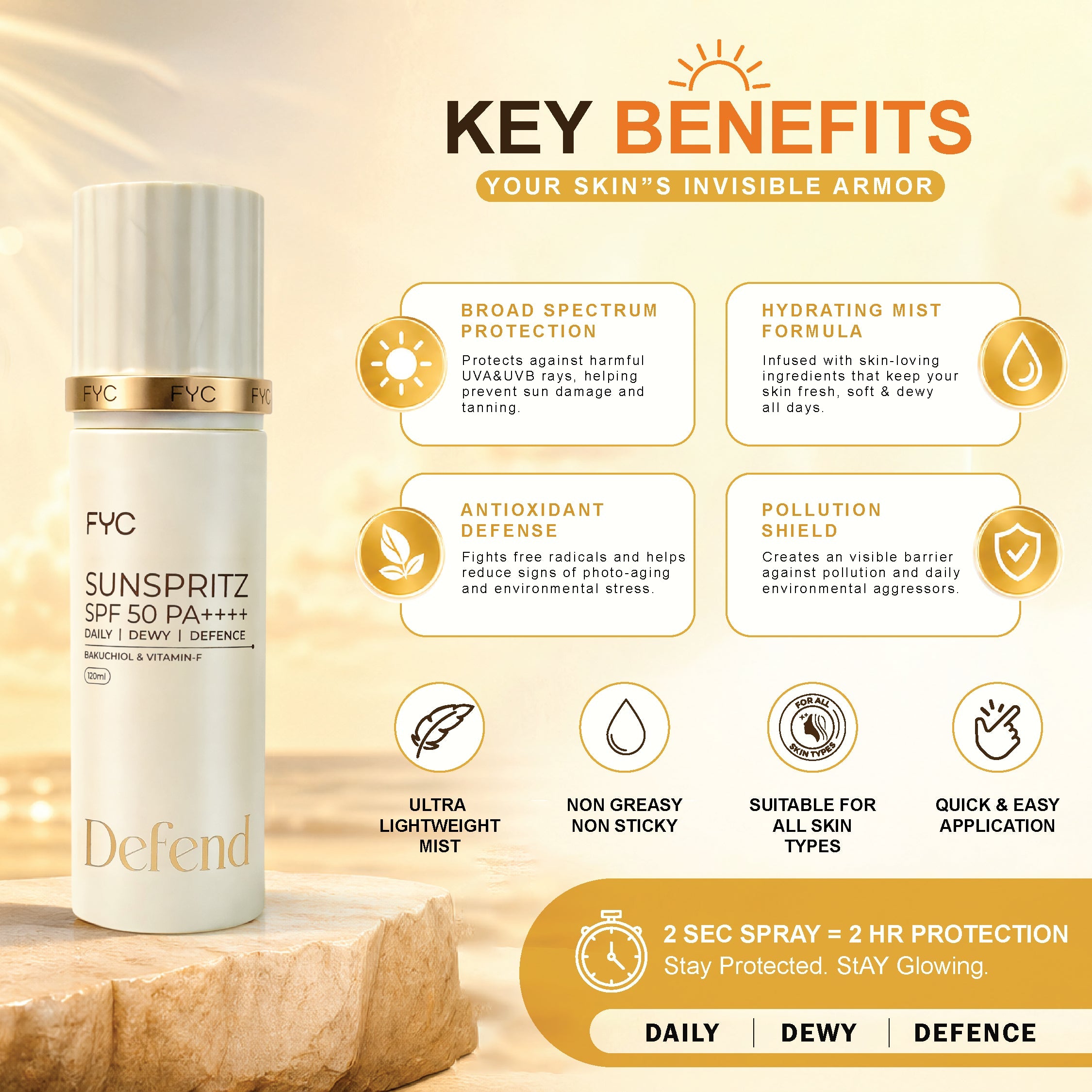 fyc-professional-sunspritz-spf-50-pa-120ml-lightweight-sunscreen-spray - Image 2 - Buy from Indicrest