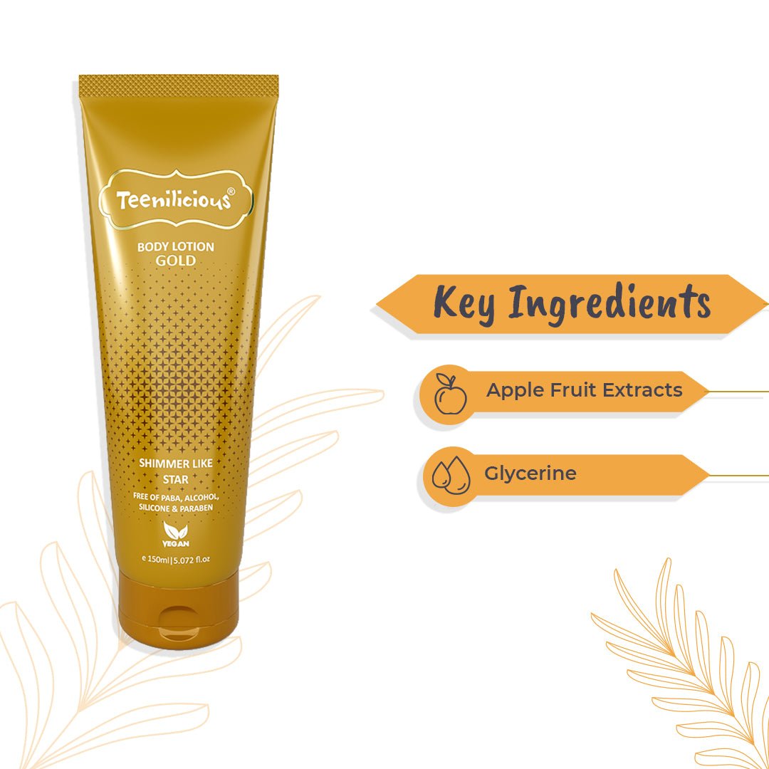 Fixderma Teenilicious Body Lotion Gold Sparkle | Skin Shine Lotion To Add Natural Shimmer, 150ml - Image 3 - Buy from Indicrest