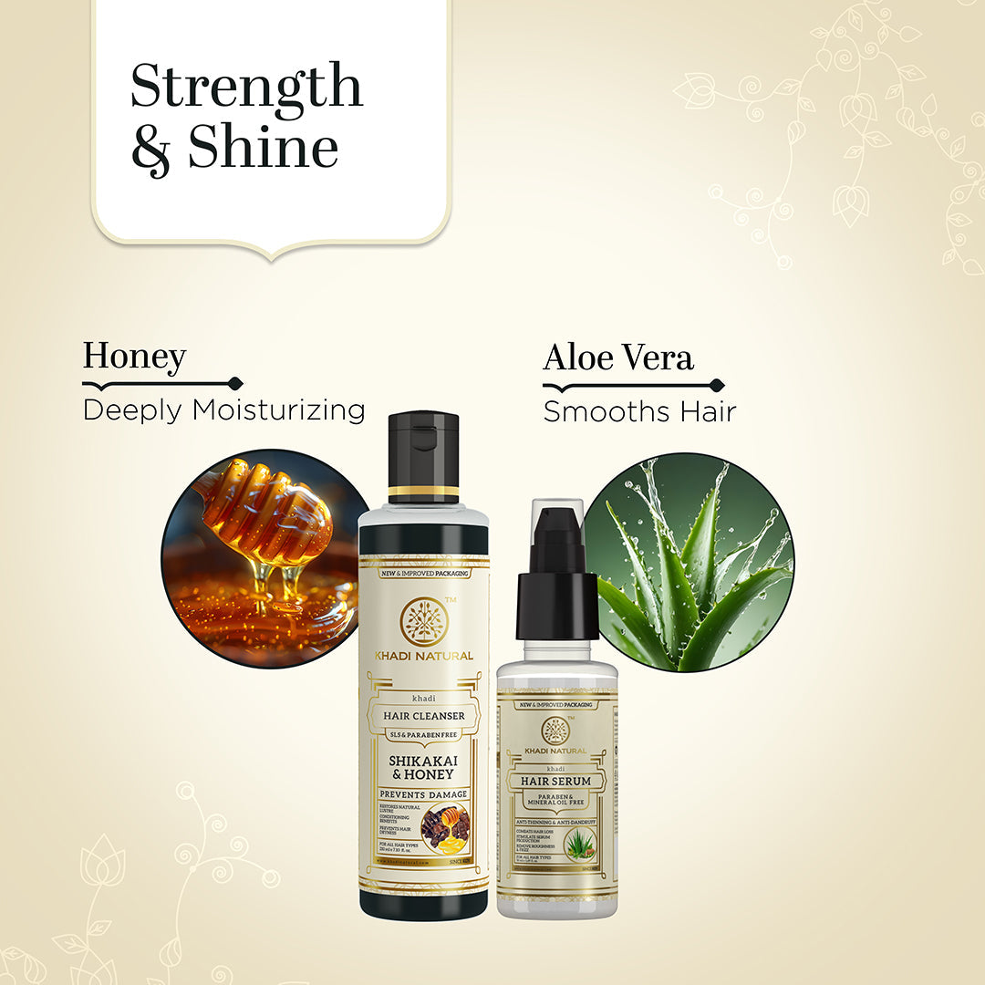 Khadi Herbal Shikakai Hair Cleanser with Hair Serum Combo (Set of 2) - Image 2 - Buy from Indicrest