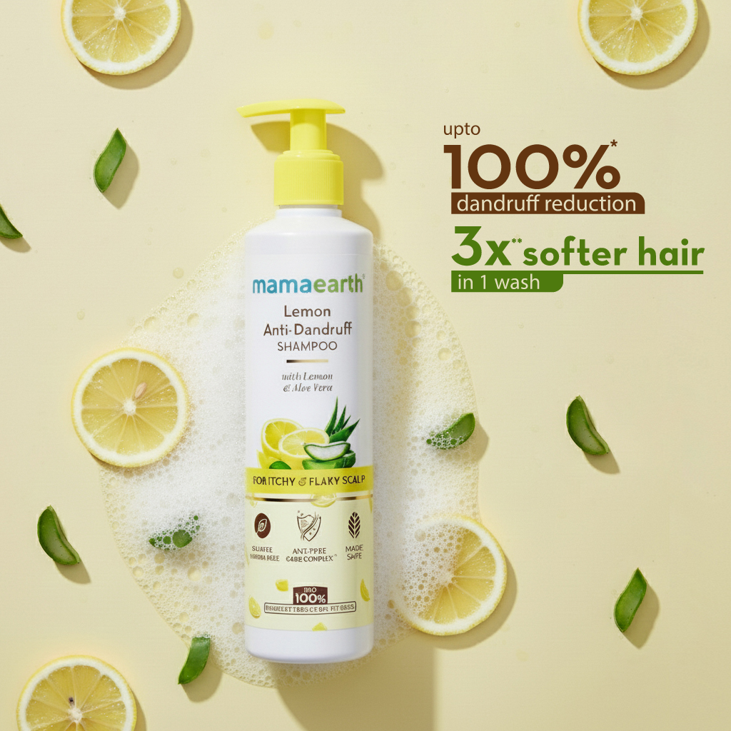 Mamaearth Lemon Anti-Dandruff Shampoo with Lemon & Aloe Vera for Itchy & Flaky Scalp, 250ml - Image 2 - Buy from Indicrest