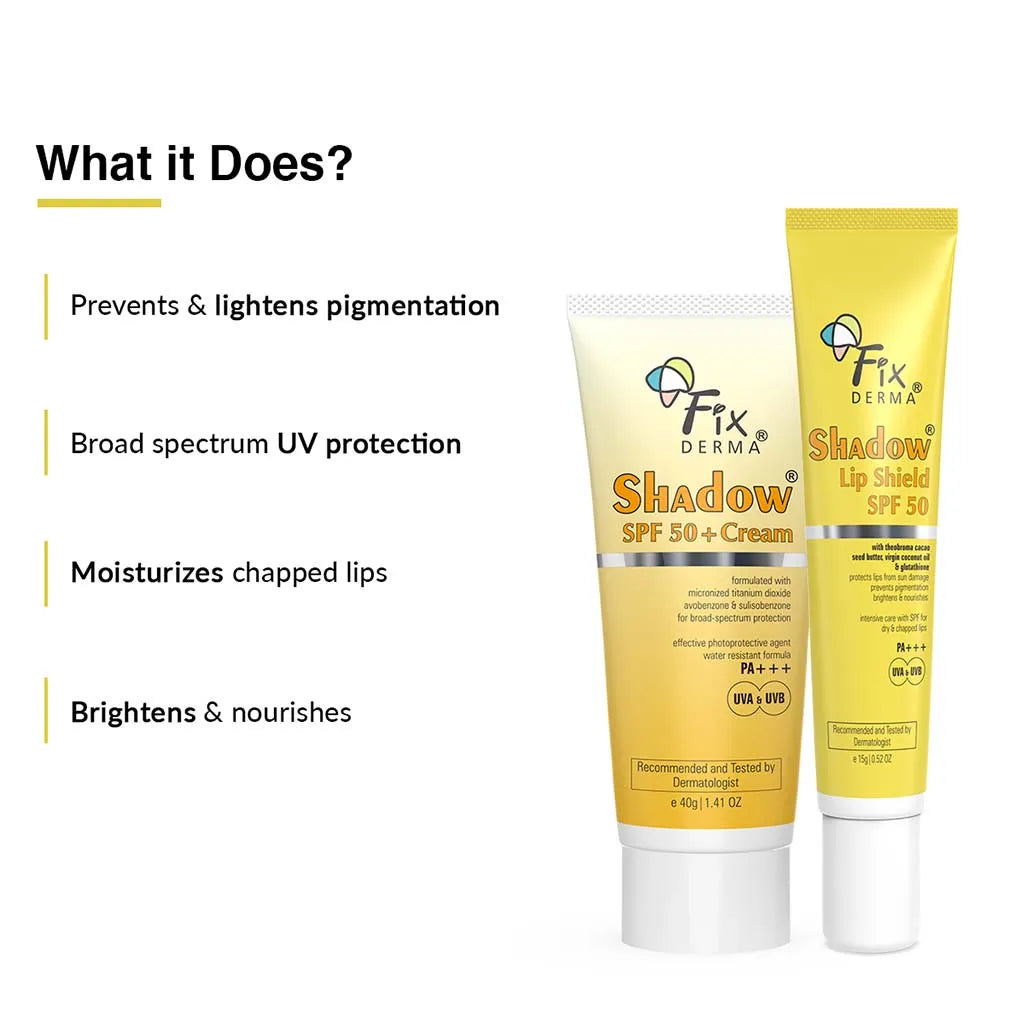 Fixderma Shadow Lip Shield SPF 50 + Shadow SPF 50 Cream | SPF 50 Sun Protection Duo for Face and Lips, Face Cleanser 75g + Serum 30ml + Cream 15g - Image 4 - Buy from Indicrest