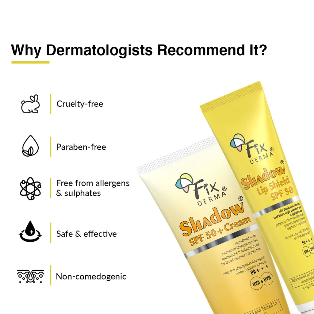 Fixderma Shadow Lip Shield SPF 50 + Shadow SPF 50 Cream | SPF 50 Sun Protection Duo for Face and Lips, Face Cleanser 75g + Serum 30ml + Cream 15g - Image 3 - Buy from Indicrest