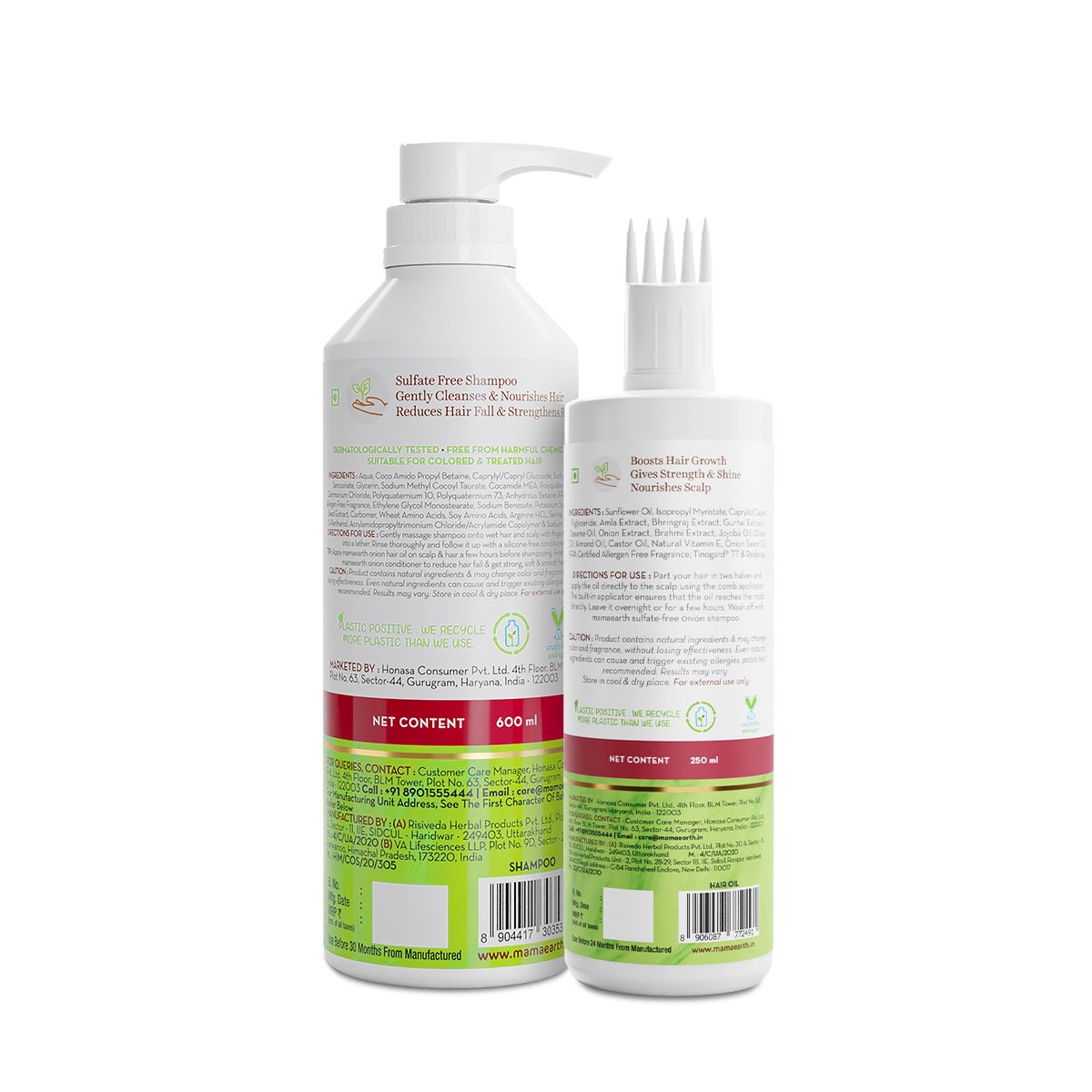 Mamaearth Onion Anti, Hair Fall Duo, Shampoo 600ml + Hair Oil 250ml - Image 2 - Buy from Indicrest