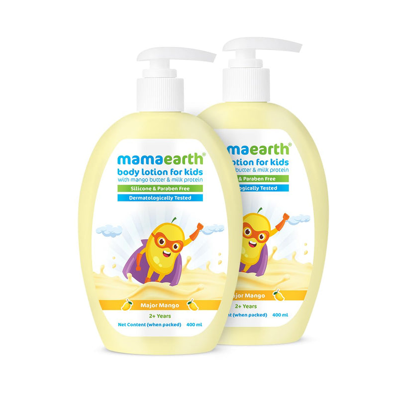 Mamaearth Major Mango Body Lotion For Kids with Mango Butter & Milk Protein, Pack of 2 X 400ml - Buy from Indicrest