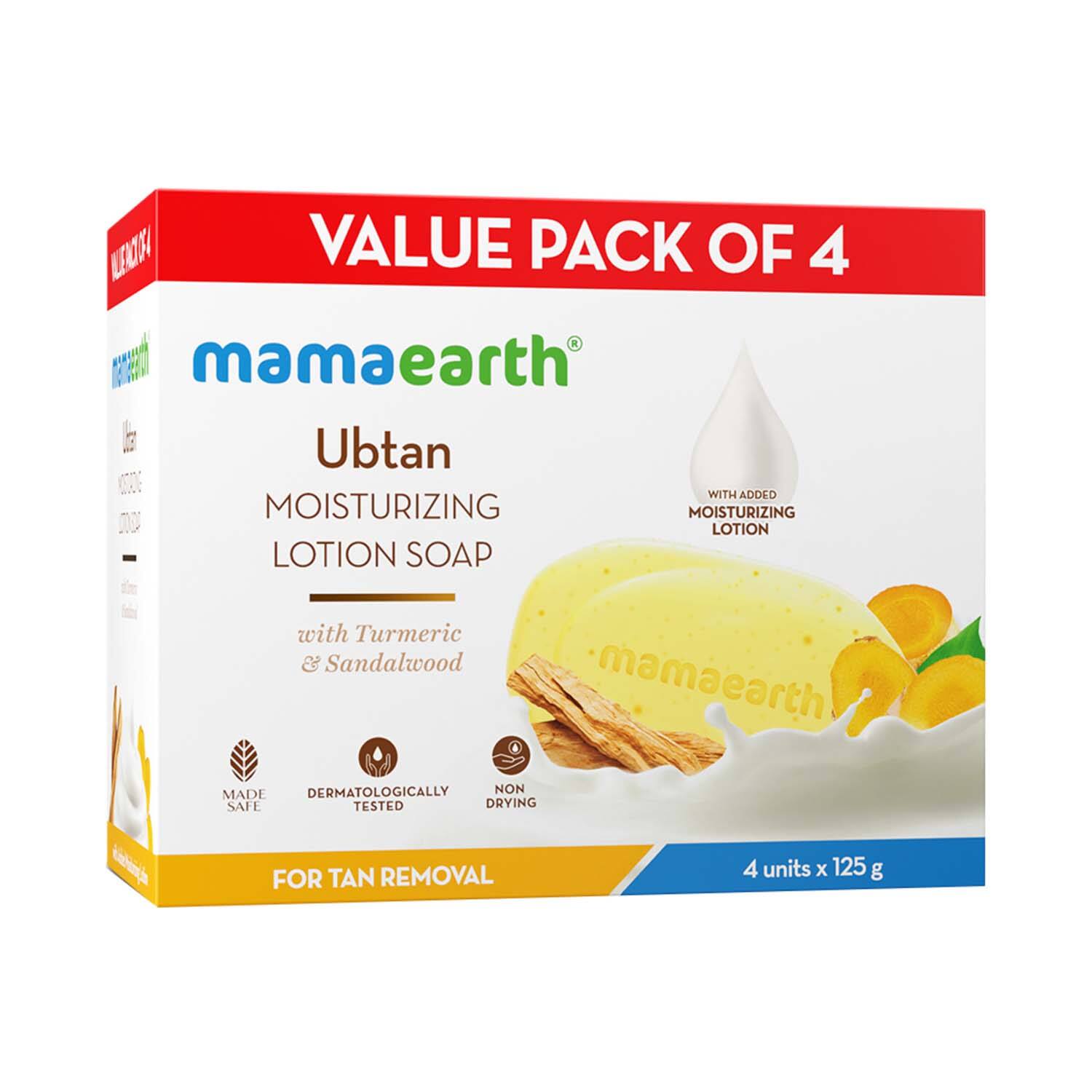 Mamaearth Ubtan Moisturizing Lotion Soap, 4x125g