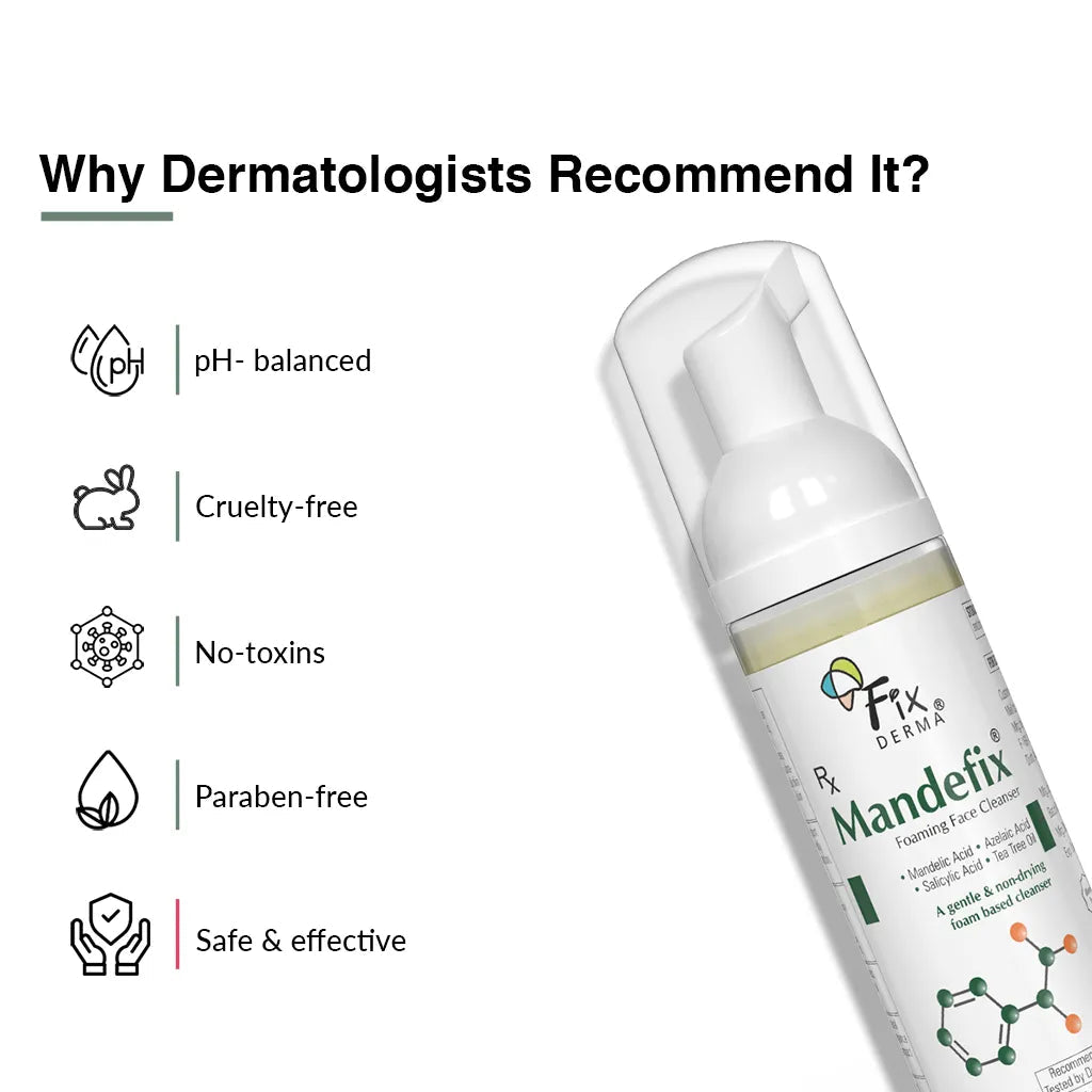 Fixderma Mandefix Foaming Face Cleanser | A mild exfoliating cleanser for acne prone skin, 50ml - Image 5 - Buy from Indicrest