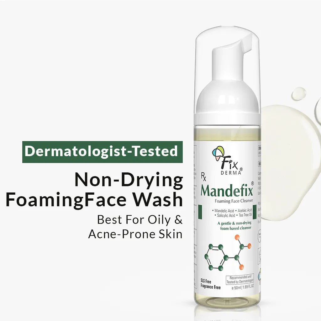 Fixderma Mandefix Foaming Face Cleanser | A mild exfoliating cleanser for acne prone skin, 50ml - Buy from Indicrest