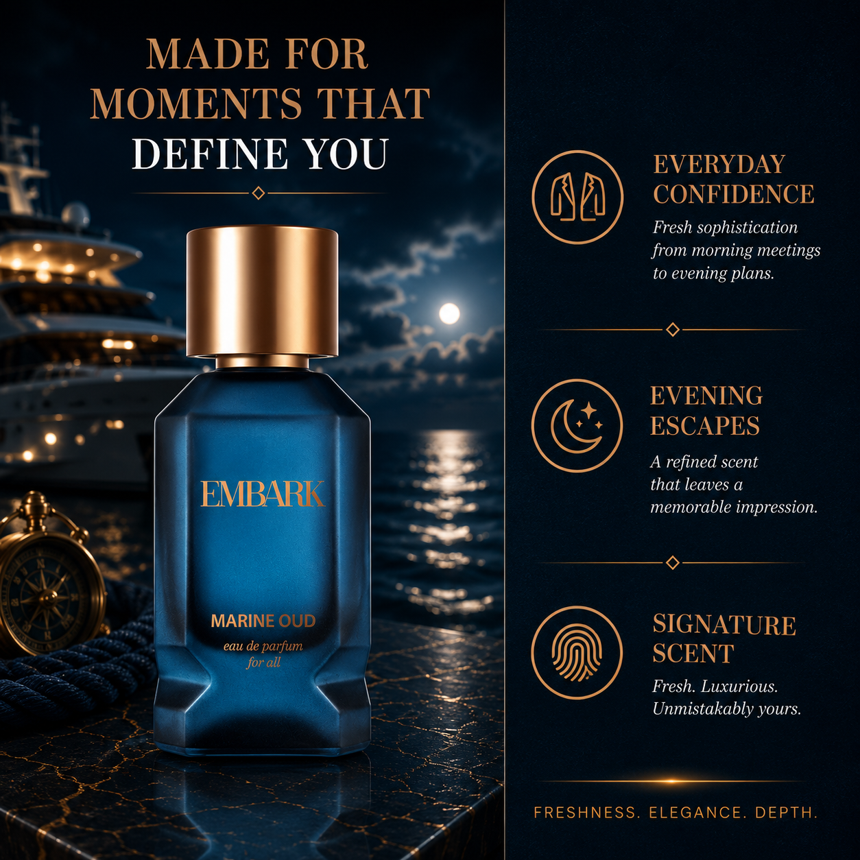 Embark Perfumes Marine Oud For All - Eau De Parfum (EDP) FRESH - WOODY, 50 ml