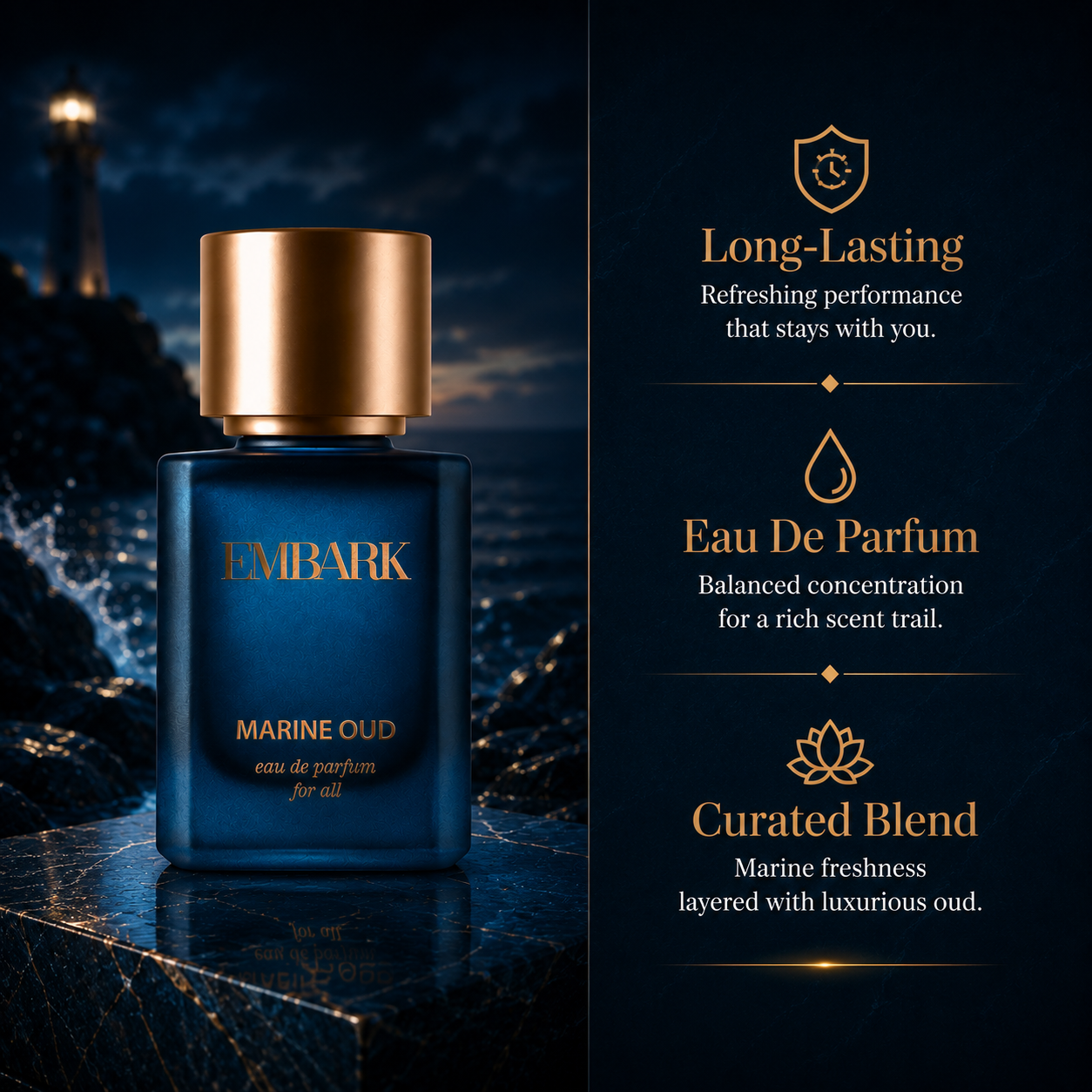 Embark Perfumes Marine Oud For All - Eau De Parfum (EDP) FRESH - WOODY, 50 ml