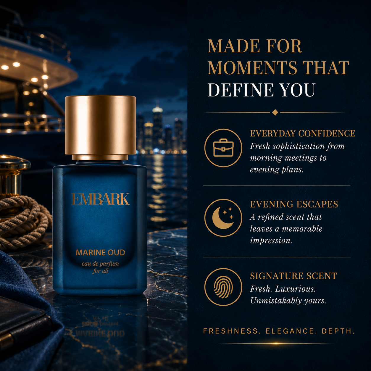Embark Perfumes Marine Oud For All - Eau De Parfum (EDP) FRESH - WOODY, 100 ml