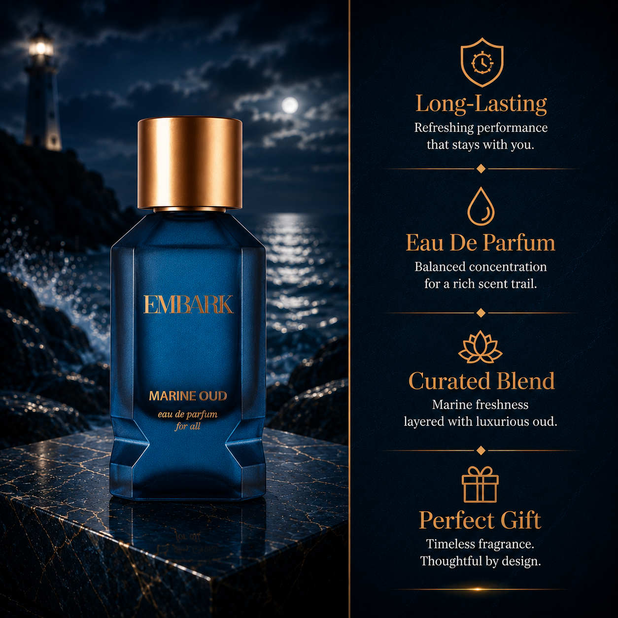 Embark Perfumes Marine Oud For All - Eau De Parfum (EDP) FRESH - WOODY, 50 ml