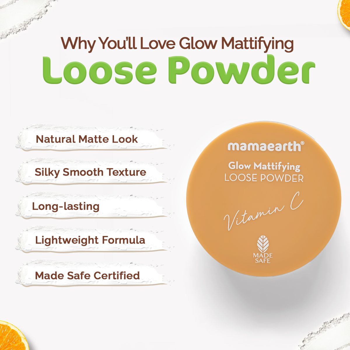 Mamaearth Glow Mattifying Loose Powder with Vitamin C & Aloe Vera for a Natural Matte Look, 12g - Image 3 - Buy from Indicrest