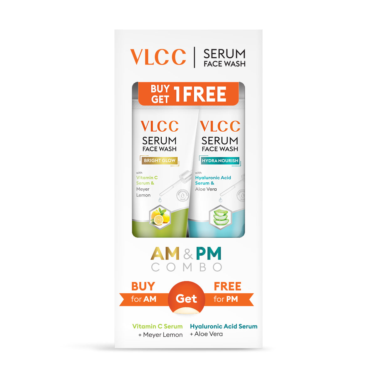VLCC Vitamin C and Meyer Lemon Serum Face Wash for AM and Aloe Vera Serum Face Wash for PM - Image 3 - Buy from Indicrest