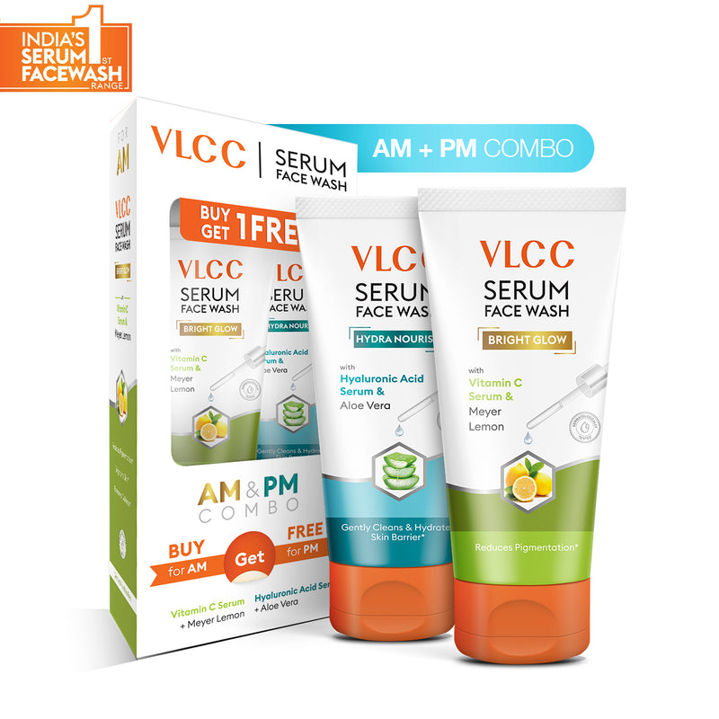 VLCC Vitamin C and Meyer Lemon Serum Face Wash for AM and Aloe Vera Serum Face Wash for PM - Buy from Indicrest
