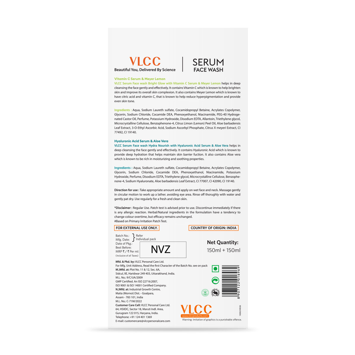 VLCC Vitamin C and Meyer Lemon Serum Face Wash for AM and Aloe Vera Serum Face Wash for PM - Image 10 - Buy from Indicrest