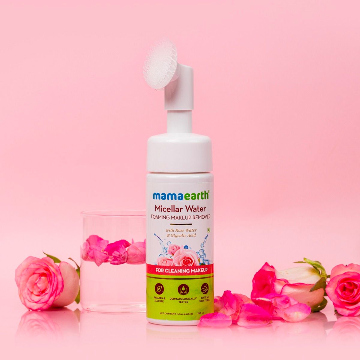 Mamaearth Micellar Water Foaming Makeup Remover with Rose Water and Glycolic Acid for Makeup Cleansing, 150ml - Image 2 - Buy from Indicrest