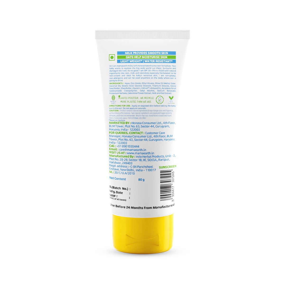 Mamaearth Milky Soft Mineral Based Sunscreen SPF 30 & PA+++ With Oats, Milk and Calendula for Babies, 80g - Image 8 - Buy from Indicrest