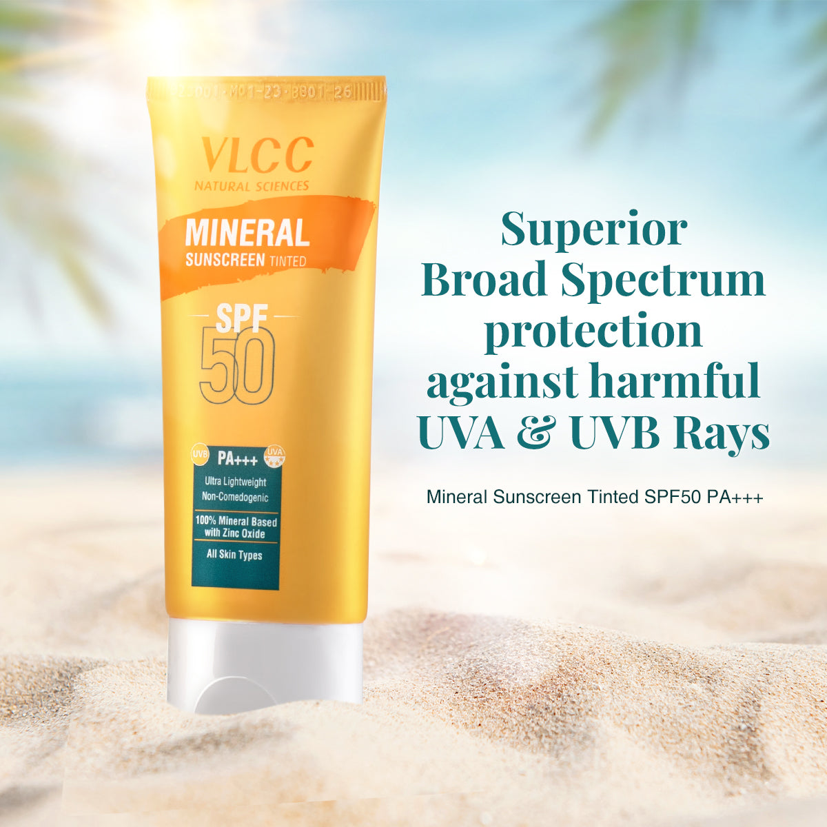VLCC Mineral Sunscreen Tinted SPF 50 PA+++ Ultra Lightweight Non-Comedogenic - 50 g - Image 3 - Buy from Indicrest