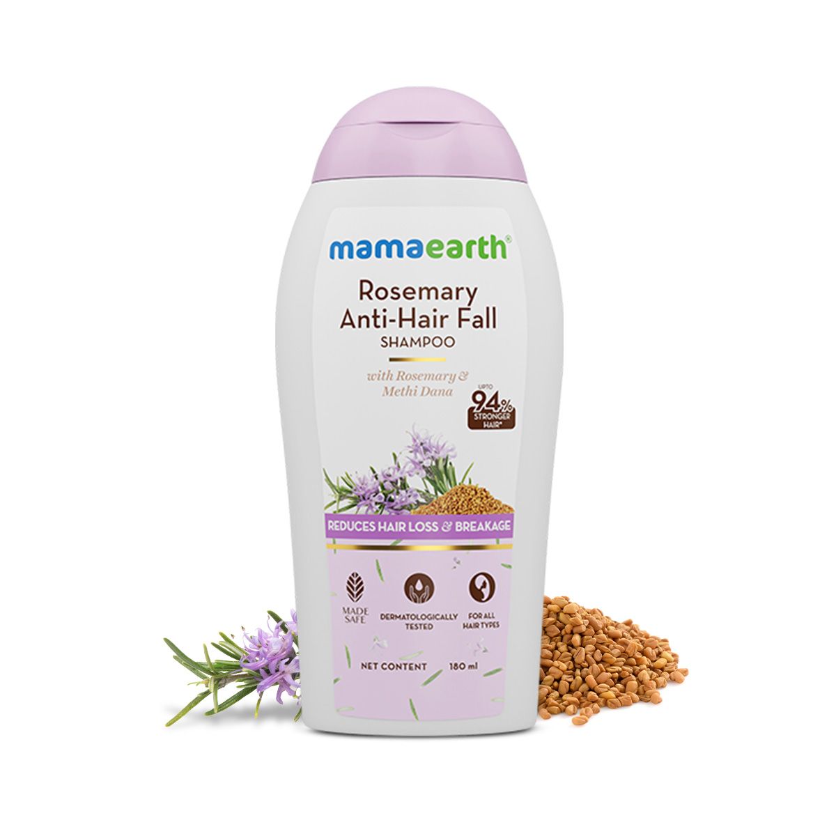 Mamaearth Rosemary Anti-Hair Fall Shampoo with Rosemary & Methi Dana for Reducing Hair Loss & Breakage, 180 ml - Image 8 - Buy from Indicrest