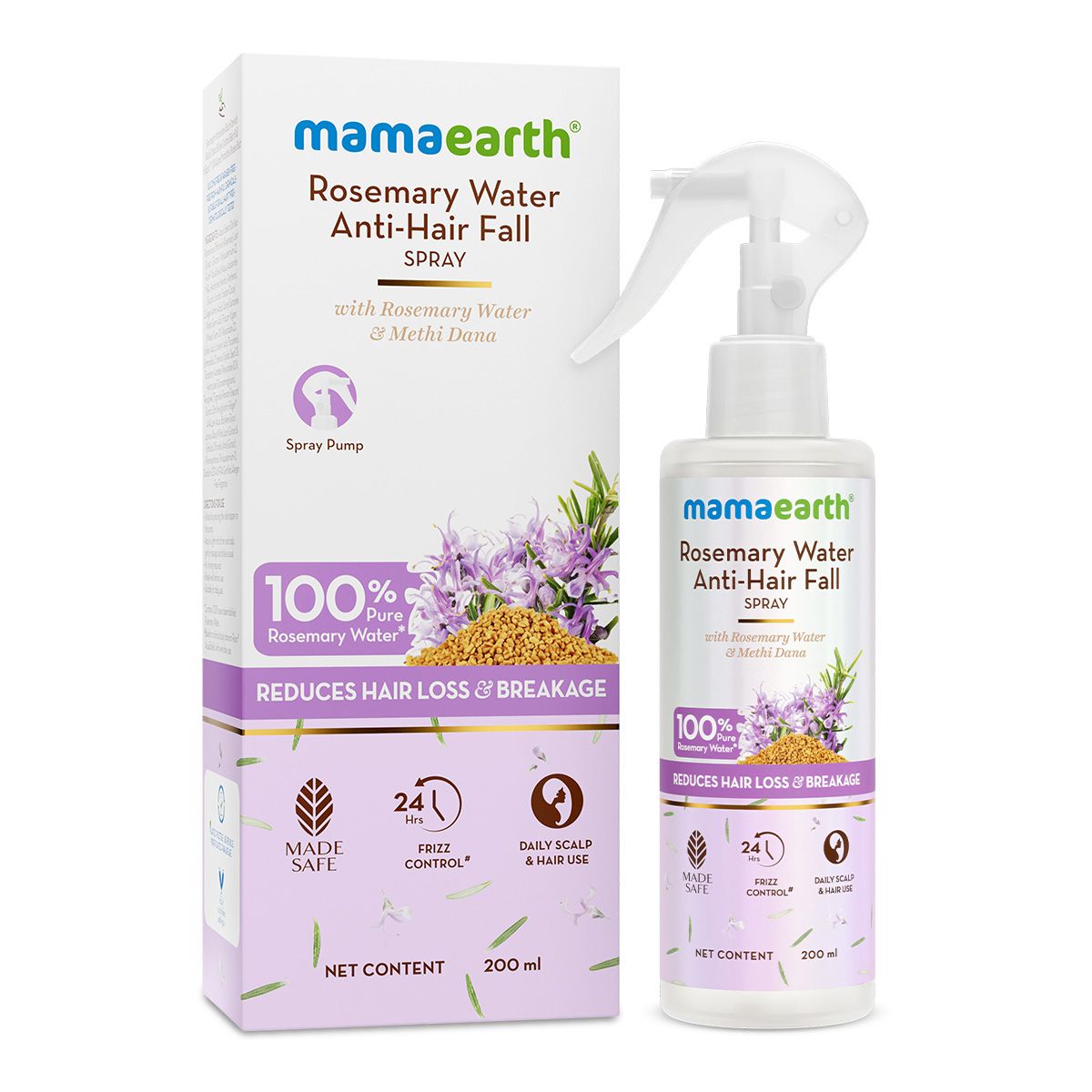 Mamaearth Rosemary Water Anti-Hair Fall Spray with 100% Pure Steam Distilled Rosemary Water & Methi Dana for Hair, 200ml - Image 7 - Buy from Indicrest