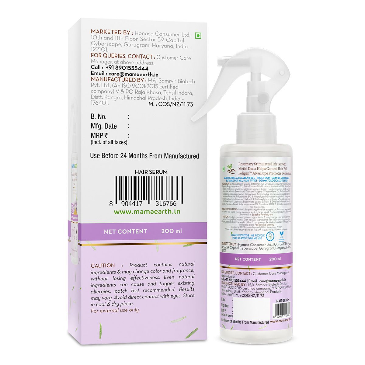 Mamaearth Rosemary Water Anti-Hair Fall Spray with 100% Pure Steam Distilled Rosemary Water & Methi Dana for Hair, 200ml - Image 6 - Buy from Indicrest