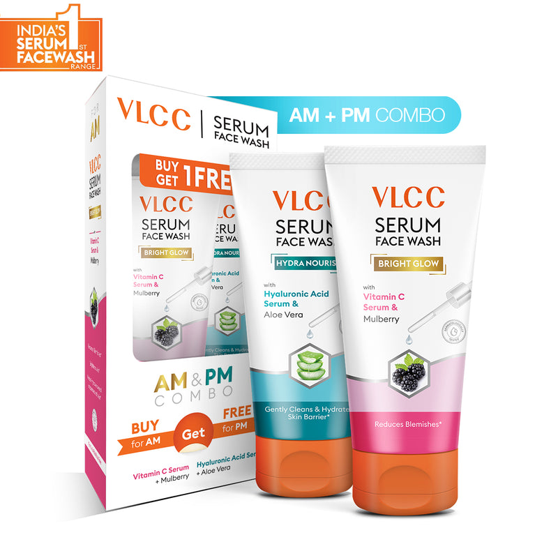 VLCC Vitamin C and Mulberry Serum Face Wash for AM and Aloe Vera Serum Face Wash for PM - Buy from Indicrest