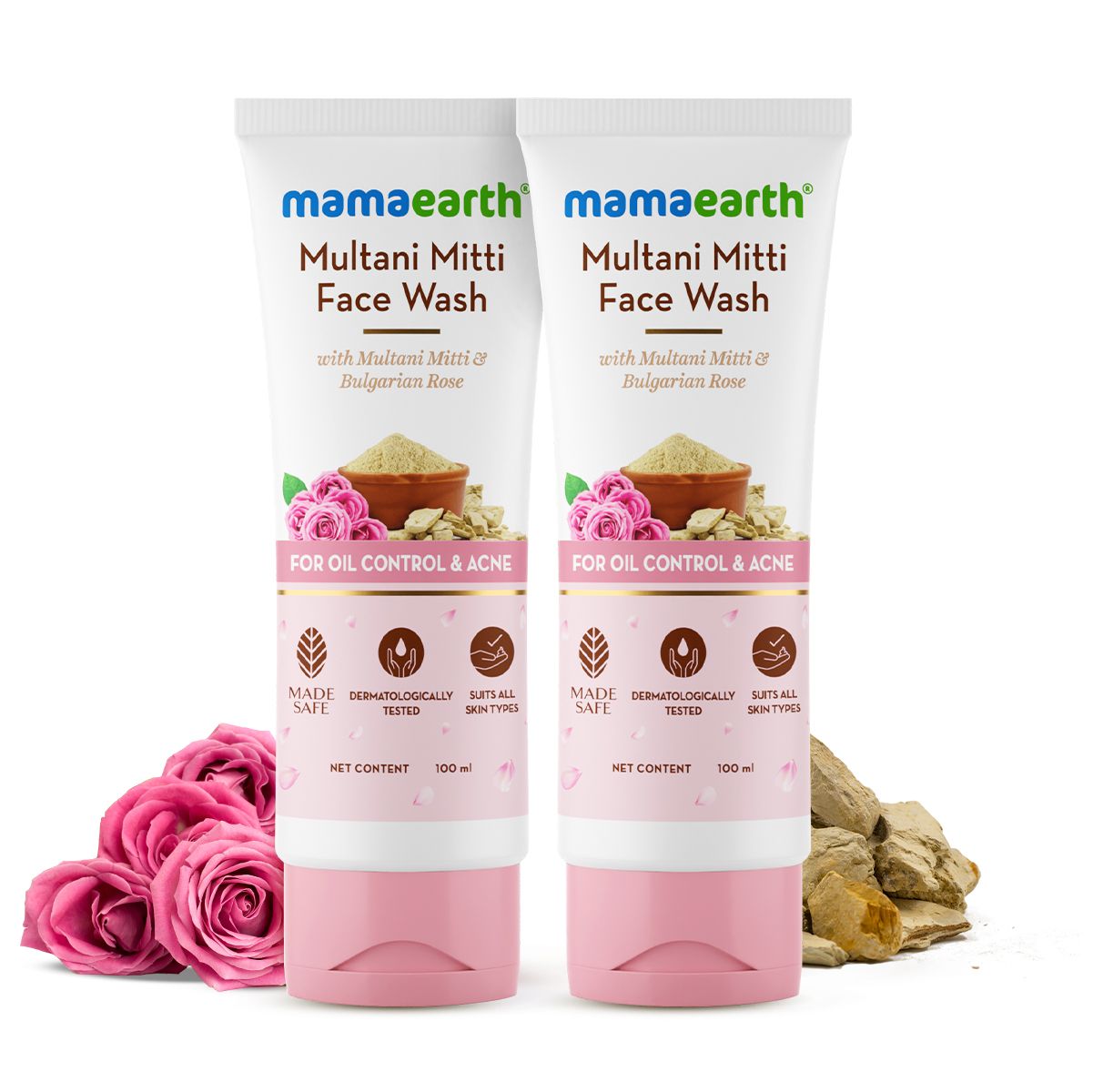 Mamaearth Multani Mitti Face Wash with Multani Mitti & Bulgarian Rose For Oil Control & Acne, Pack of 2 X 100ml - Image 3 - Buy from Indicrest