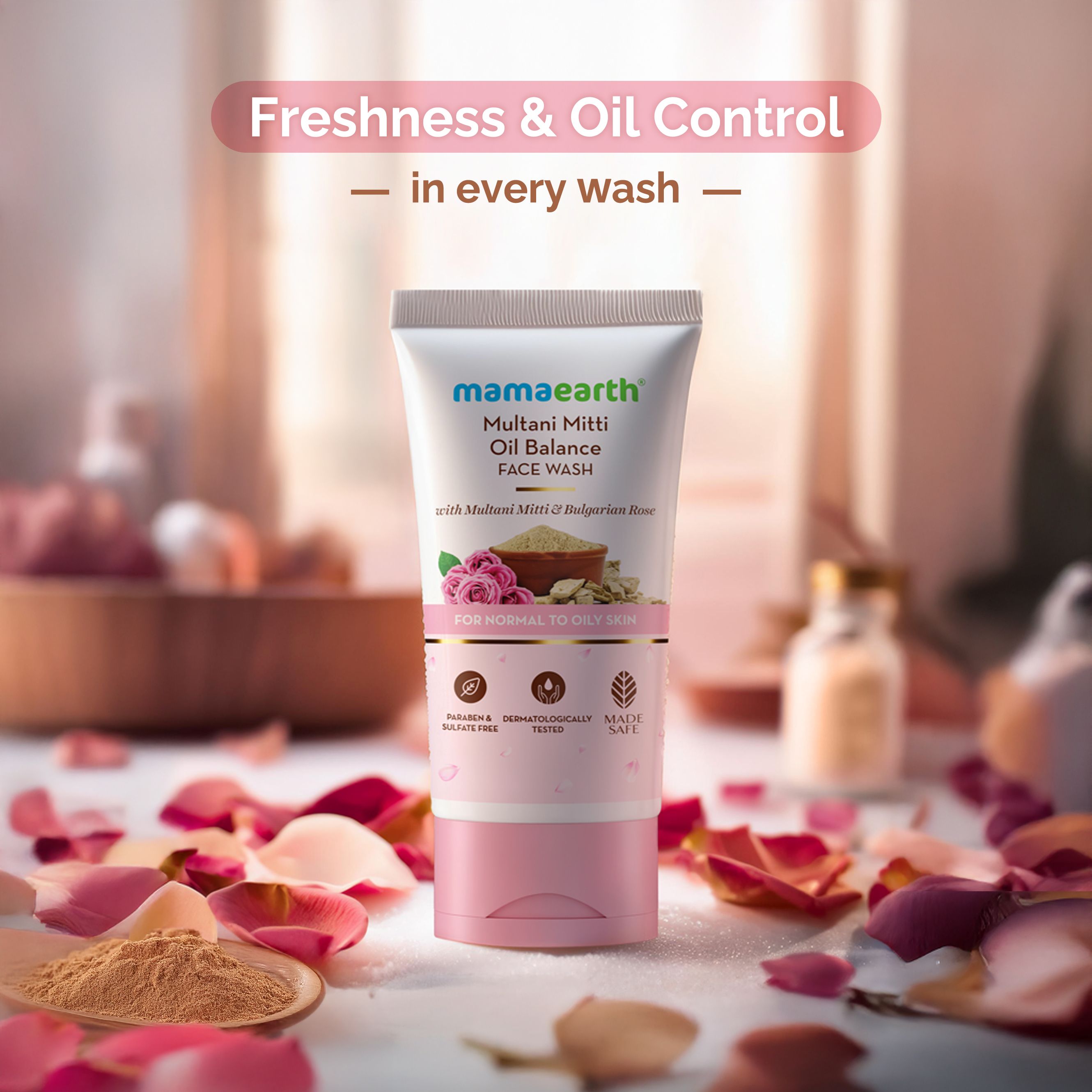 Mamaearth Multani Mitti Oil Balance Face Wash with Multani Mitti & Bulgarian Rose for Normal to Oily Skin, 150ml - Image 3 - Buy from Indicrest
