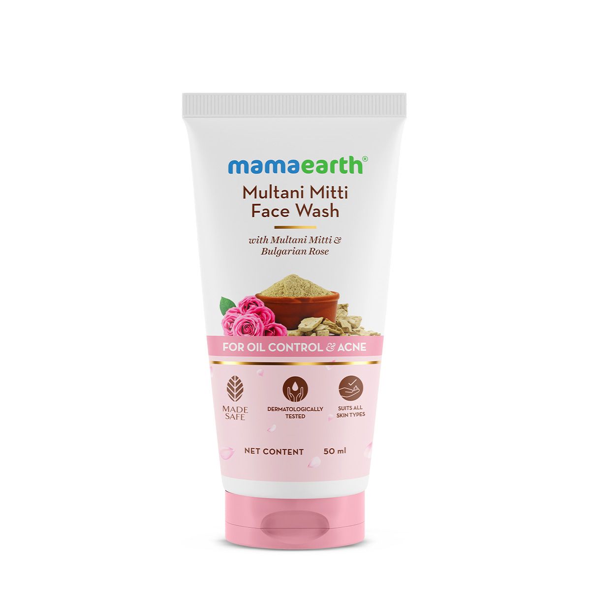 Mamaearth Multani Mitti Face Wash with Multani Mitti & Bulgarian Rose For Oil Control & Acne, 50ml - Image 2 - Buy from Indicrest