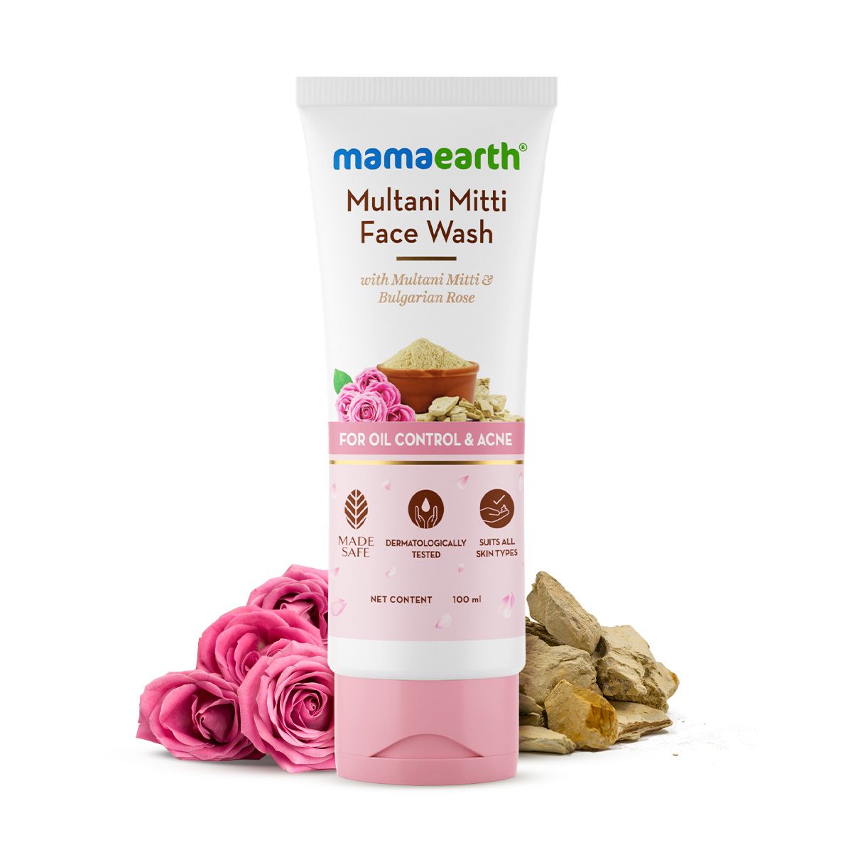 Mamaearth Multani Mitti Face Wash with Multani Mitti & Bulgarian Rose For Oil Control & Acne, 100ml - Image 2 - Buy from Indicrest