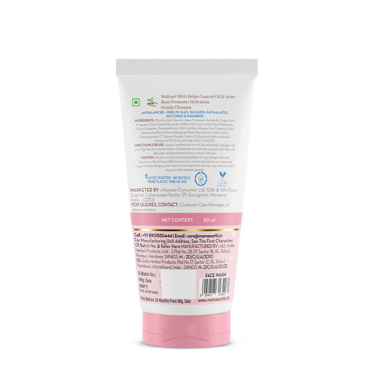 Mamaearth Multani Mitti Face Wash with Multani Mitti & Bulgarian Rose For Oil Control & Acne, 50ml - Image 8 - Buy from Indicrest
