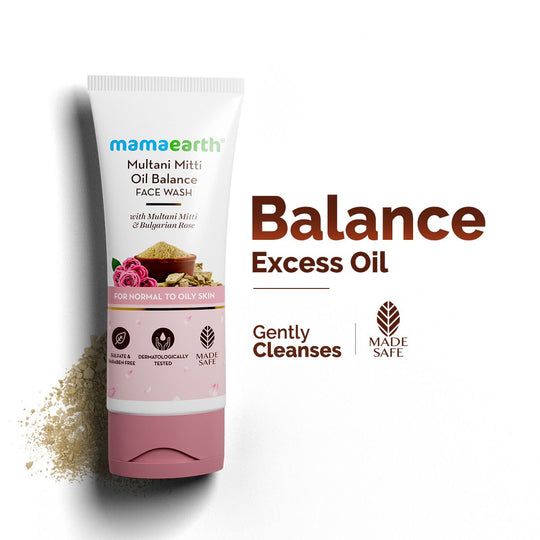 Mamaearth Multani Mitti Face Wash with Multani Mitti & Bulgarian Rose For Oil Control & Acne, 100ml - Buy from Indicrest