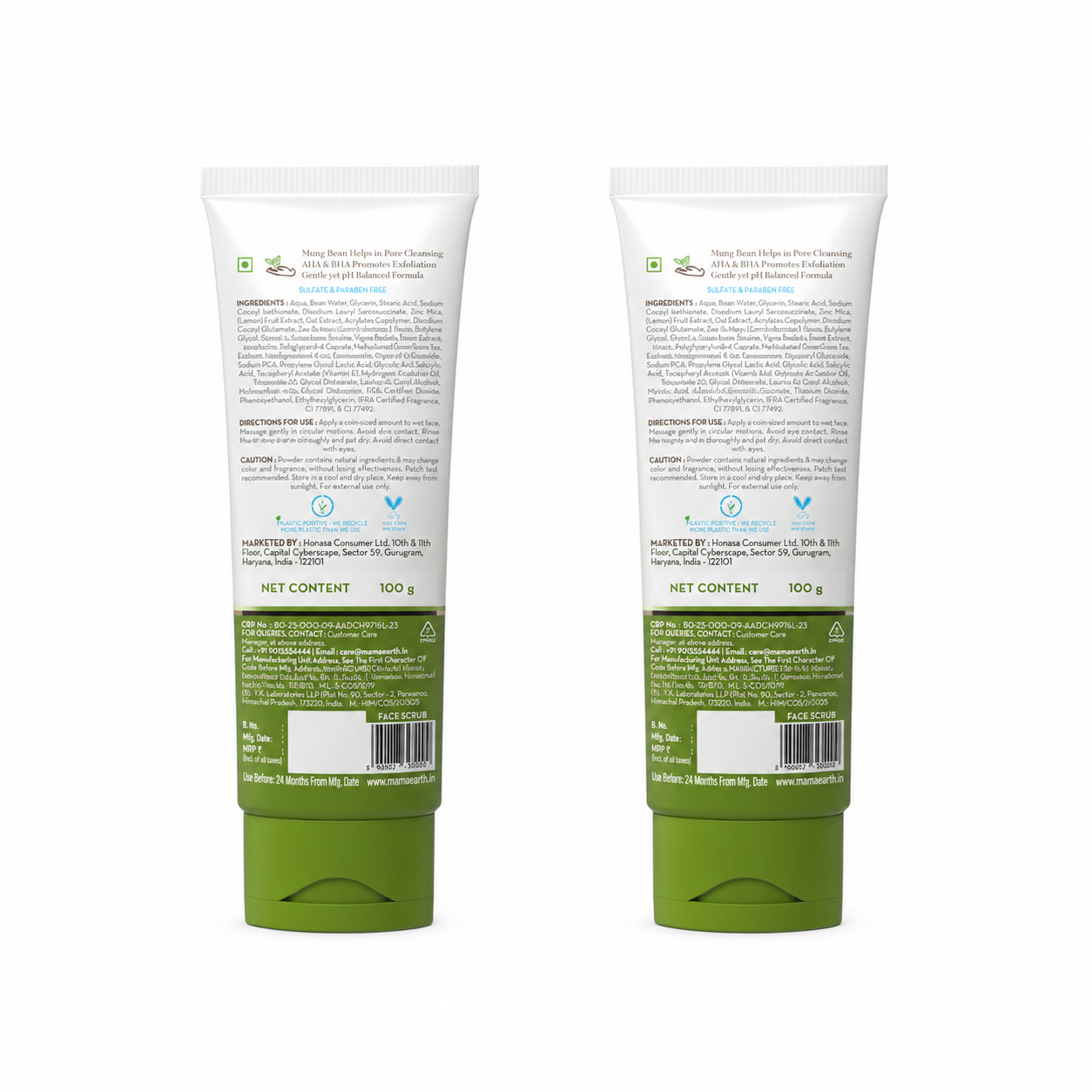Mamaearth Mung Bean Pore Cleansing Foam Scrub with Mung Bean, AHA & BHA for Normal to Oily Skin, Pack of 2 X 100g - Image 8 - Buy from Indicrest