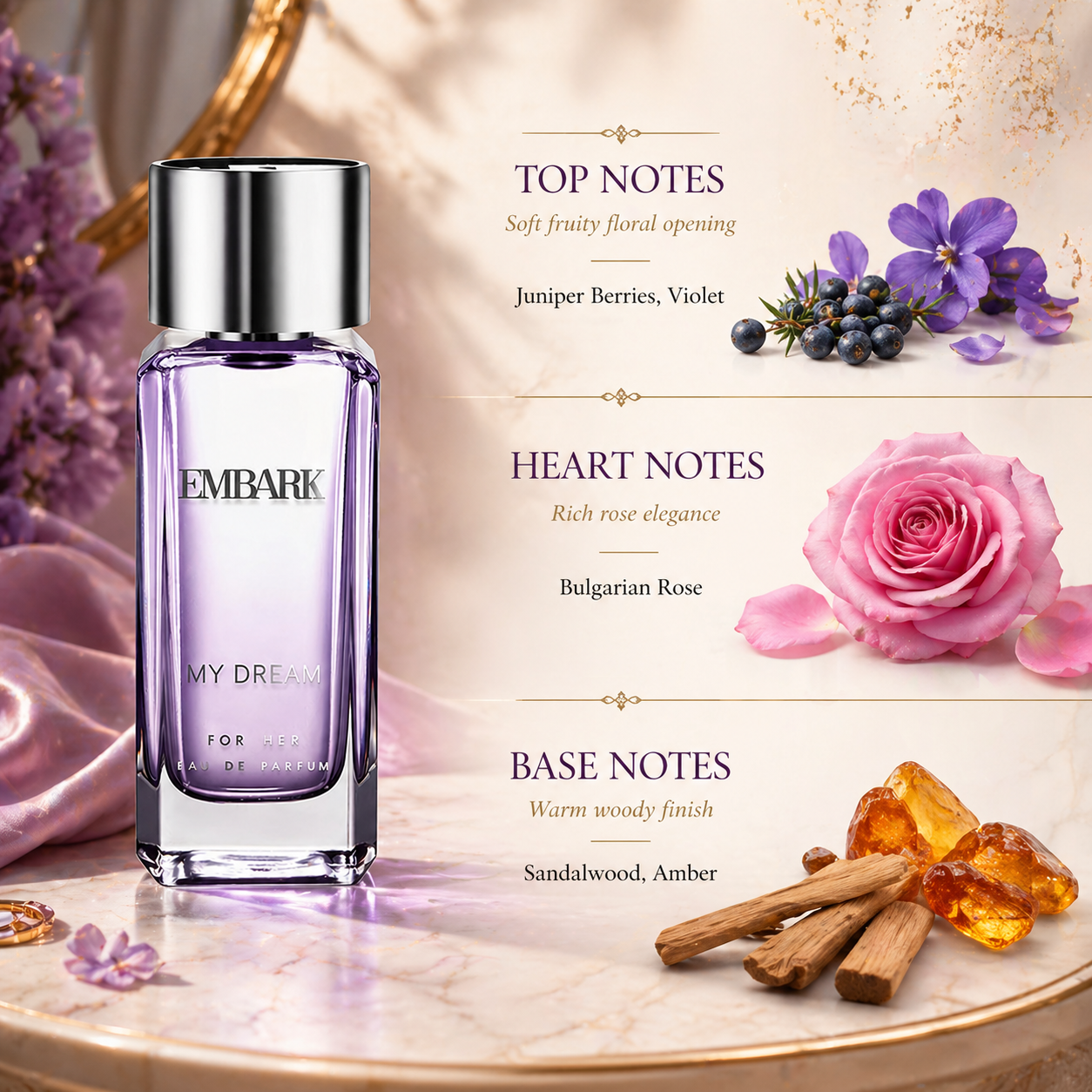 Embark Perfumes My Dream For Her - Eau De Parfum (EDP) FLORAL - ORIENTAL - WOODY, 30 ml