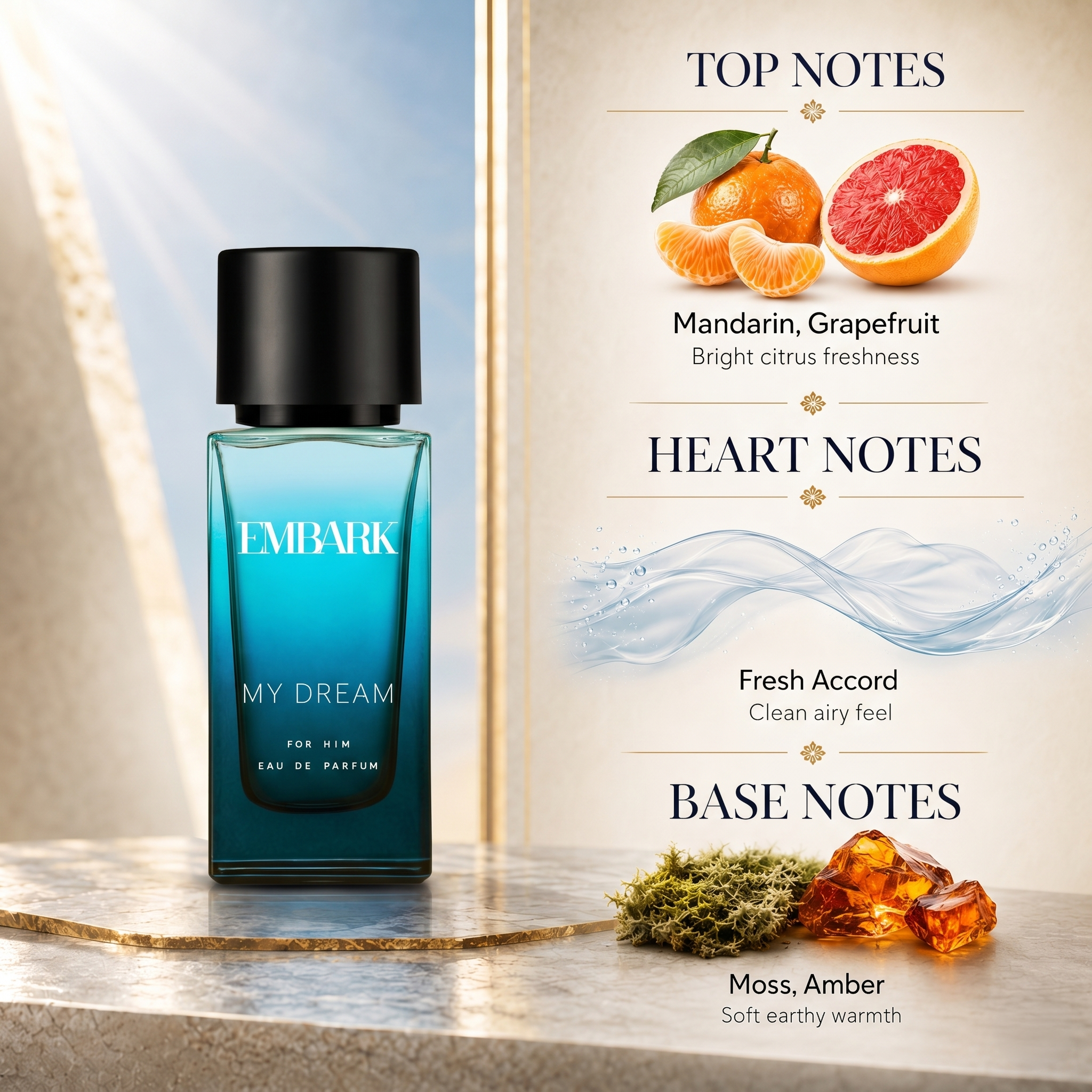 Embark Perfumes My Dream For Him - Eau De Parfum (EDP) WOODY - MARINE, 30 ml