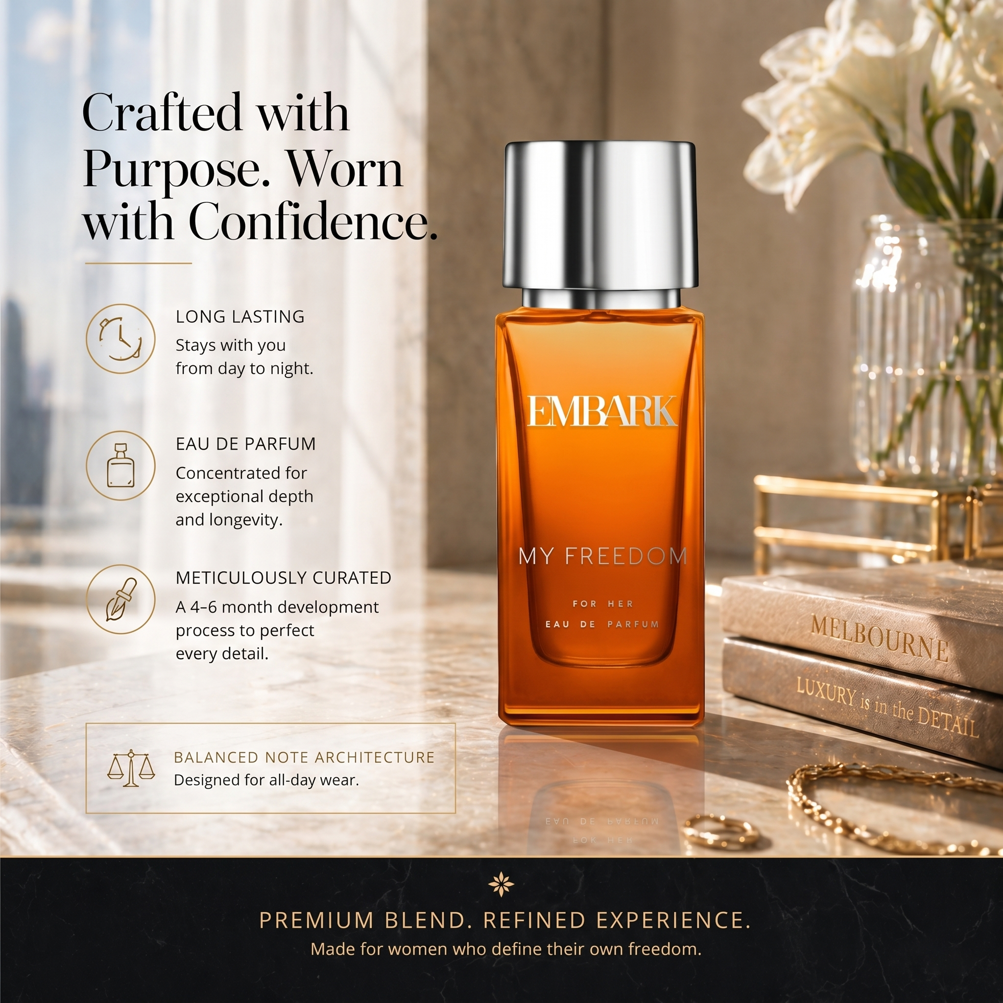 Embark Perfumes My Freedom For Her - Eau De Parfum (EDP) FLORAL - FRUITY - MUSKY, 100 ml